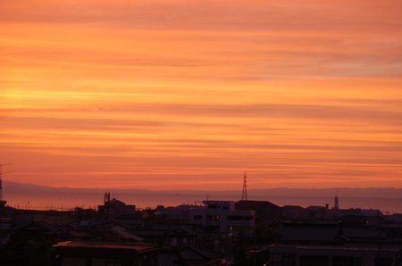 茜色に染まる富山湾…