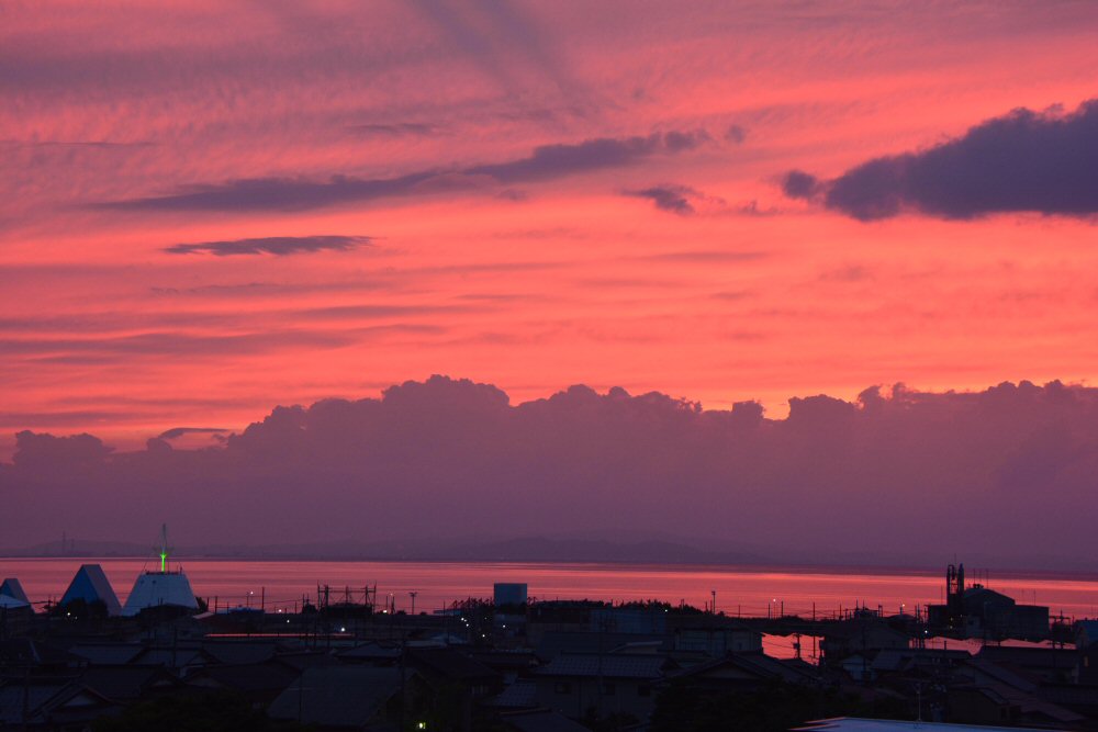 素晴らしい夕焼け！富山湾！